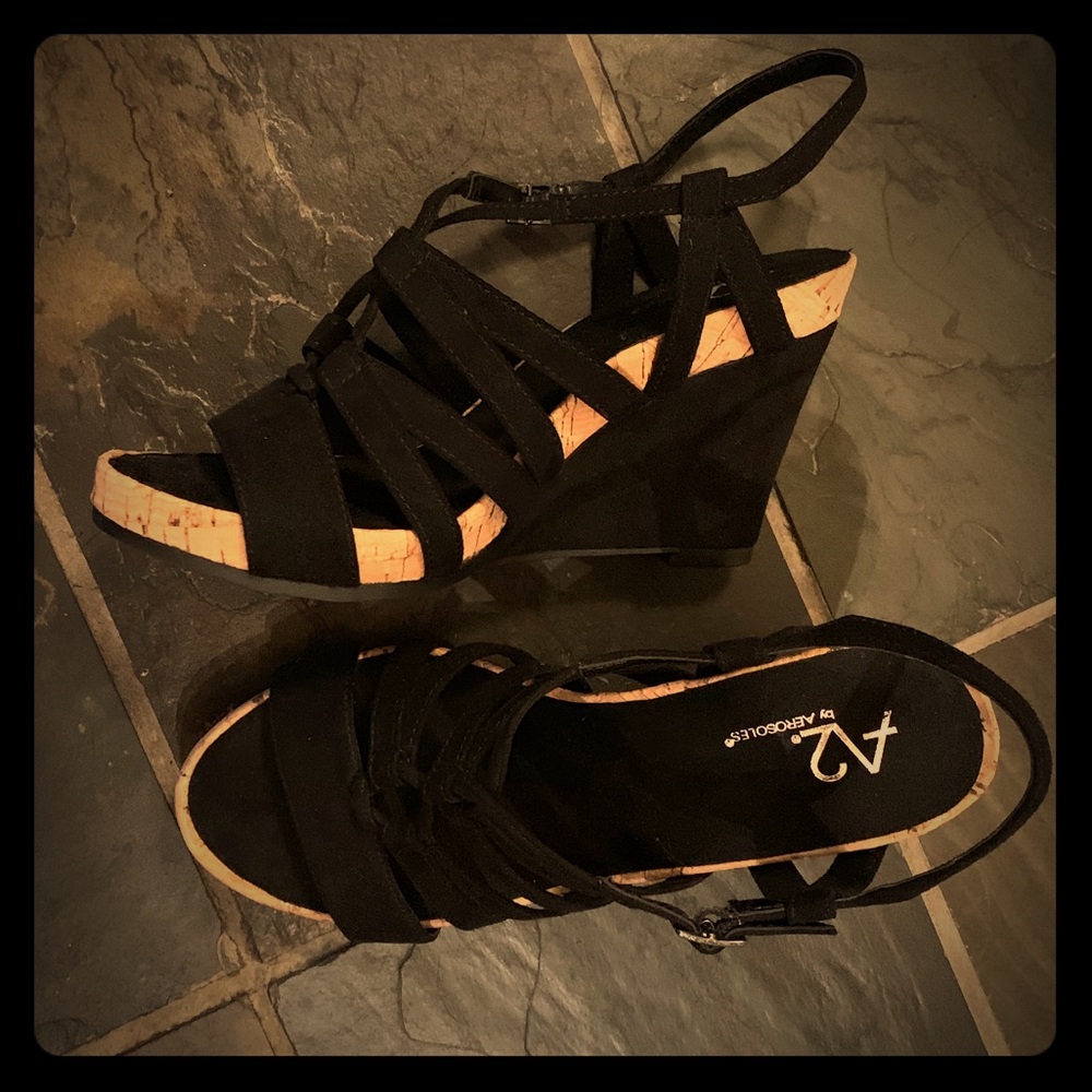 Aerosole, black wedges, 6, BRAND NEW